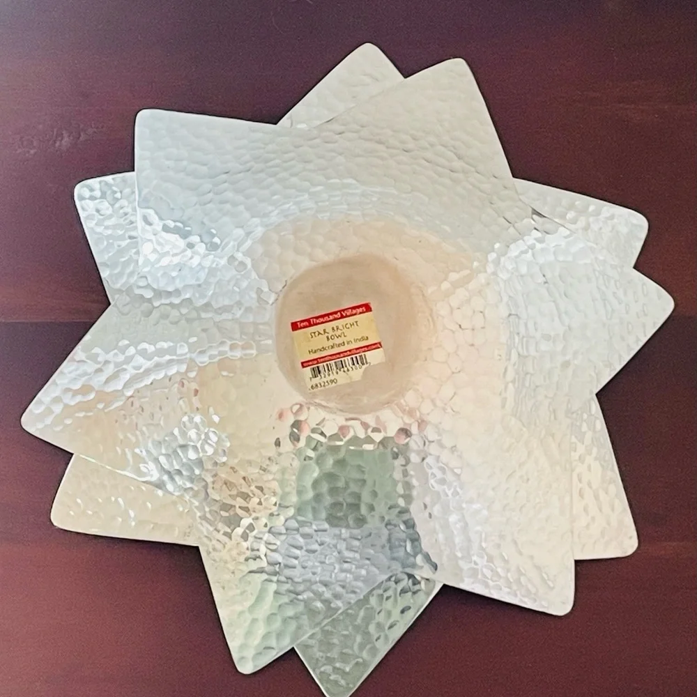 Ten Thousand Villages Star Bright Bowls Handcrafted Hammered Metal Star Shape